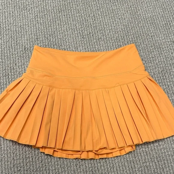 Gold Hinge Sunrise Orange Pleated Tennis Skirt, Size Small - Picture 3 of 12